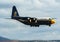 United States Marines C-130 Hercules Fat Albert from the Blue Angels arriving at Miramar Marine Corps Air Station. California, USA
