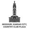 United States, Missouri, Kansas City, Country Club Plaza travel landmark vector illustration