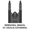 United States, Nebraska, Omaha, St. Cecilia Cathedral travel landmark vector illustration