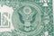 United States one-dollar bill, reverse side with The Seal of The United States with E Pluribus Unum motto