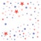 United States Patriotic background in flag colors with faded dull stars scattered