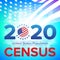 United States Population Census 2020 banner. Vector illustration with American striped flag and stars. Can be used for landing