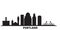 United States, Portland city skyline isolated vector illustration. United States, Portland travel black cityscape