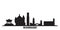 United States, Riverside city skyline isolated vector illustration. United States, Riverside travel black cityscape