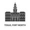 United States, Texas, Fort Worth, travel landmark vector illustration