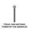 United States, Texas, San Antonio, Tower Of The Americas travel landmark vector illustration