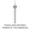 United States, Texas, San Antonio, Tower Of The Americas travel landmark vector illustration
