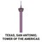 United States, Texas, San Antonio, Tower Of The Americas travel landmark vector illustration