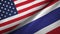 United States and Thailand two flags textile cloth, fabric texture