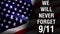 United States tribute of remembrance September 11 Memorial flag Closeup 1080p Full HD video waving in wind. National 3d United Sta