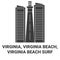 United States, Virginia, Virginia Beach, Virginia Beach Surf travel landmark vector illustration