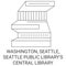 United States, Washington, Seattle, Seattle Public Library's Central Library travel landmark vector illustration