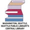 United States, Washington, Seattle, Seattle Public Library's Central Library travel landmark vector illustration