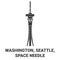 United States, Washington, Seattle, Space Needle travel landmark vector illustration