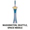 United States, Washington, Seattle, Space Needle travel landmark vector illustration