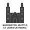 United States, Washington, Seattle, St. James Cathedral travel landmark vector illustration