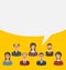Unity of business people team with speech bubble, modern flat icons