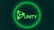 UNITY green neon round banner with brick wall illustration background