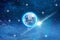 Univers and planet  night starry sky moon cosmic nebule flares space moon globe