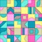 Universal Abstract Seamless Pattern of Brown, Cyan, Mint, Pink, Yellow Geometric Elements of Pastel Colors