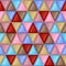 Universal Abstract Seamless Pattern of Triangular Geometric Elements of Beige, Blue, Brown, Red, Pink Colors