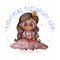 Universal Childrens Day. A cute princess, a little girl fashionista with a haircut and a crown, in a beautiful skirt and with