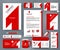 Universal corporate identity template wiith red number one on white backdrop