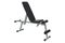 Universal fitness bench, for lifting dumbbells or barbells and for training abdominal muscles, on a white background