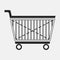 Universal graphic icon of metal cart with basket