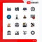 Universal Icon Symbols Group of 16 Modern Flat Color Filled Lines of achievement, secretary, panel, office, envelope