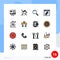 Universal Icon Symbols Group of 16 Modern Flat Color Filled Lines of charge, graphic, magnifier, education, design