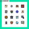 Universal Icon Symbols Group of 16 Modern Flat Color Filled Lines of currency symbol, banking, market, not, park