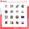 Universal Icon Symbols Group of 16 Modern Flat Color Filled Lines of engine, report, ball, medical, healthcare