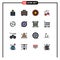 Universal Icon Symbols Group of 16 Modern Flat Color Filled Lines of finance, easter, insignia, healthy, cherry