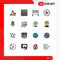 Universal Icon Symbols Group of 16 Modern Flat Color Filled Lines of laptop, board, circle, analytics, basic