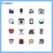 Universal Icon Symbols Group of 16 Modern Flat Color Filled Lines of plus, selected, technology, folder, farming