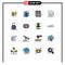 Universal Icon Symbols Group of 16 Modern Flat Color Filled Lines of presentation, file, ecofriendly, document, graph