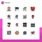 Universal Icon Symbols Group of 16 Modern Flat Color Filled Lines of record, media, increase, audio, heart