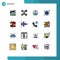 Universal Icon Symbols Group of 16 Modern Flat Color Filled Lines of rent, percent, setting, part, user