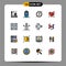 Universal Icon Symbols Group of 16 Modern Flat Color Filled Lines of school, lockers, love, gym locker, heart