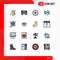 Universal Icon Symbols Group of 16 Modern Flat Color Filled Lines of shop, cloud, hd, direction, arrow