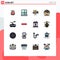 Universal Icon Symbols Group of 16 Modern Flat Color Filled Lines of smart, element, home door, face, education