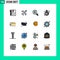 Universal Icon Symbols Group of 16 Modern Flat Color Filled Lines of tool, proposal, shopping, ring, heart