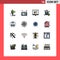 Universal Icon Symbols Group of 16 Modern Flat Color Filled Lines of transport, security, tablet, locked, online