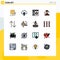 Universal Icon Symbols Group of 16 Modern Flat Color Filled Lines of worker, man, cloud, coordinator, development
