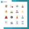 Universal Icon Symbols Group of 16 Modern Flat Colors of bell, construction, person, carpenter, worker