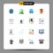 Universal Icon Symbols Group of 16 Modern Flat Colors of board, pencil, earth, development, coding