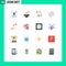 Universal Icon Symbols Group of 16 Modern Flat Colors of bureaucracy, bribe, lock, patient, drugs