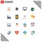 Universal Icon Symbols Group of 16 Modern Flat Colors of construction, building, device, tax, debt