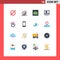 Universal Icon Symbols Group of 16 Modern Flat Colors of design, play, system, monitor, popup